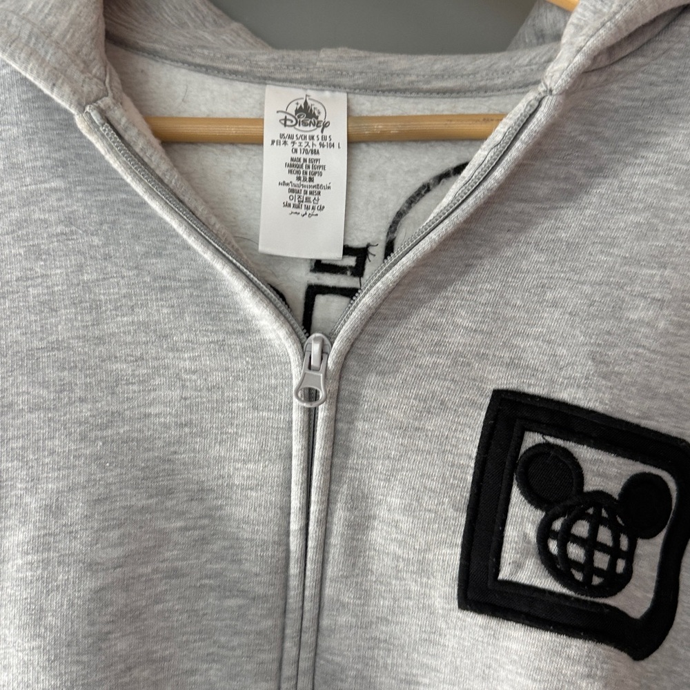 Disney Light Gray Zip Hoodie with Black Graphics - Picture 2 of 3